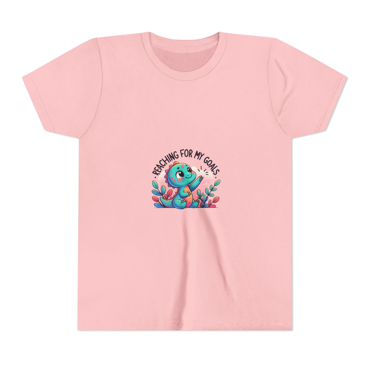 Youth Tee — "Reaching for My Goals" Cute Dino Motivational Kids T-Shirt