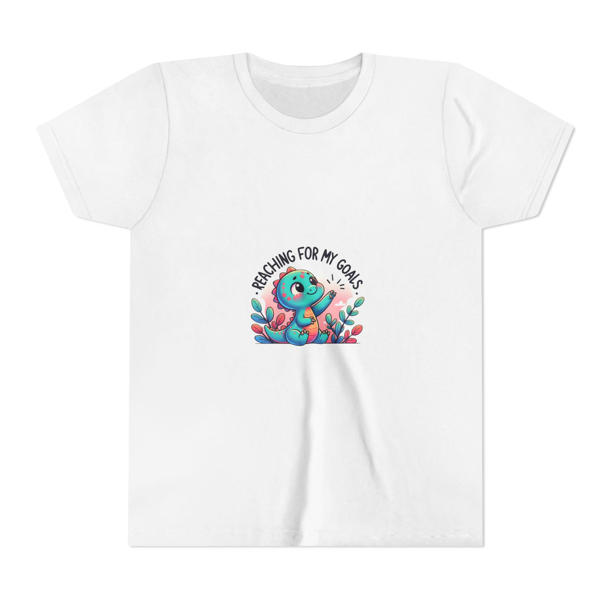 Youth Tee — "Reaching for My Goals" Cute Dino Motivational Kids T-Shirt