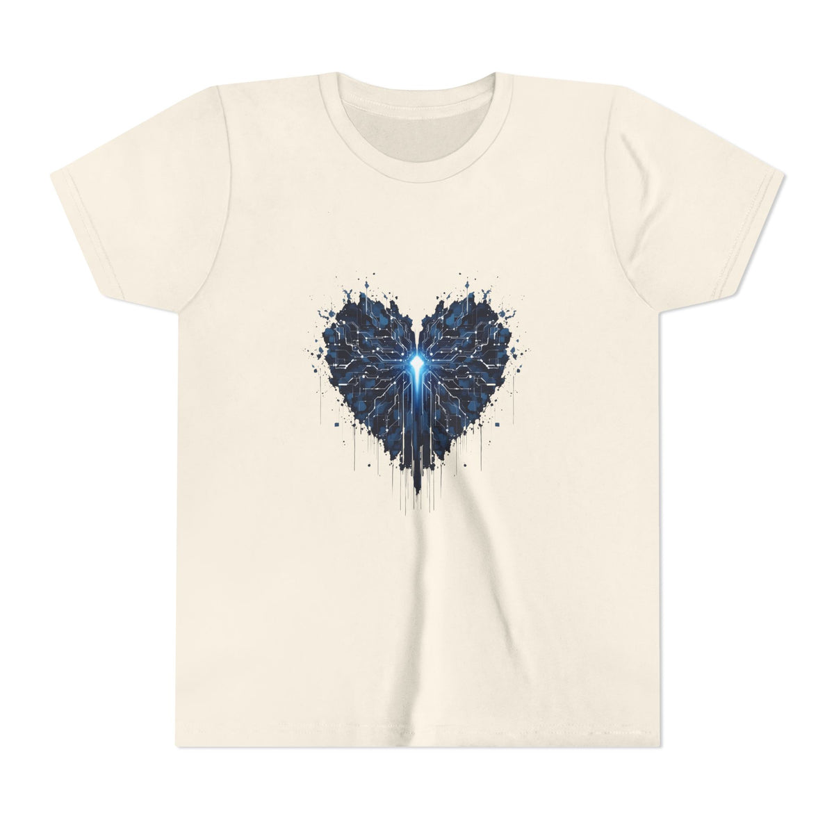 Youth Tee — Blue Tech Heart Graphic Kids T‑Shirt