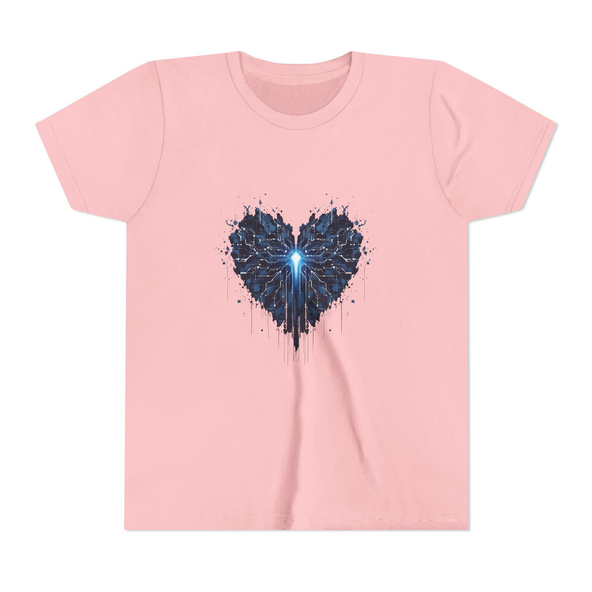 Youth Tee — Blue Tech Heart Graphic Kids T‑Shirt