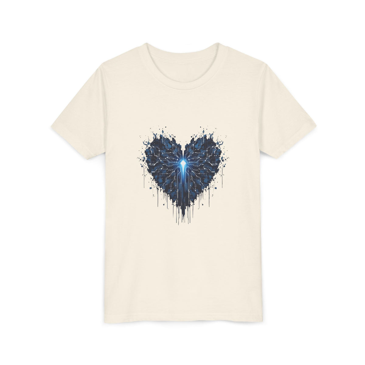 Youth Tee — Blue Tech Heart Graphic Kids T‑Shirt