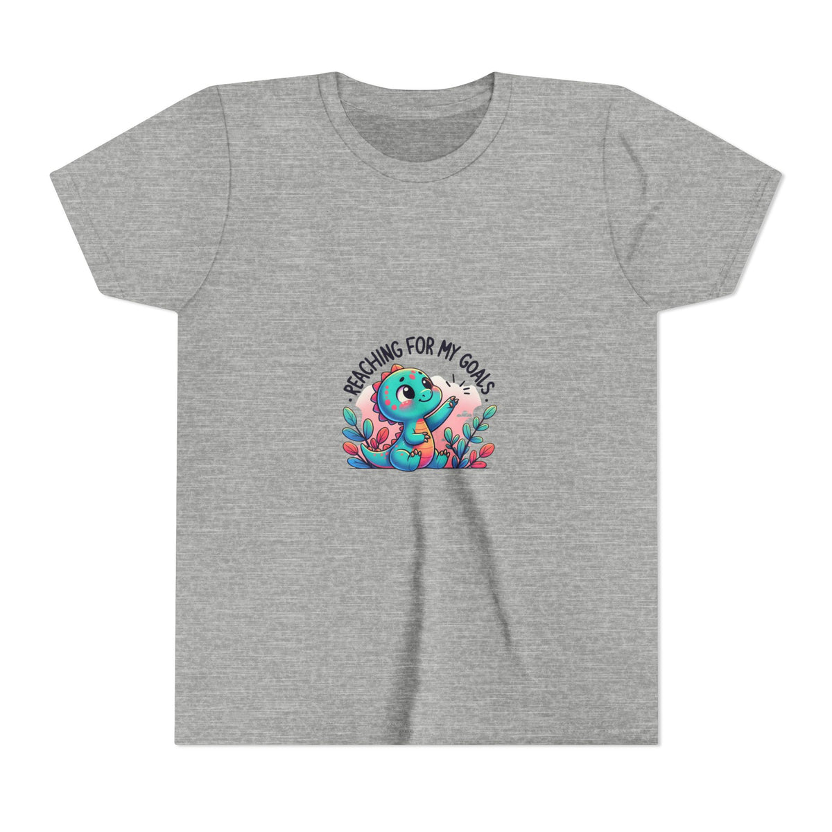 Youth Tee — "Reaching for My Goals" Cute Dino Motivational Kids T-Shirt