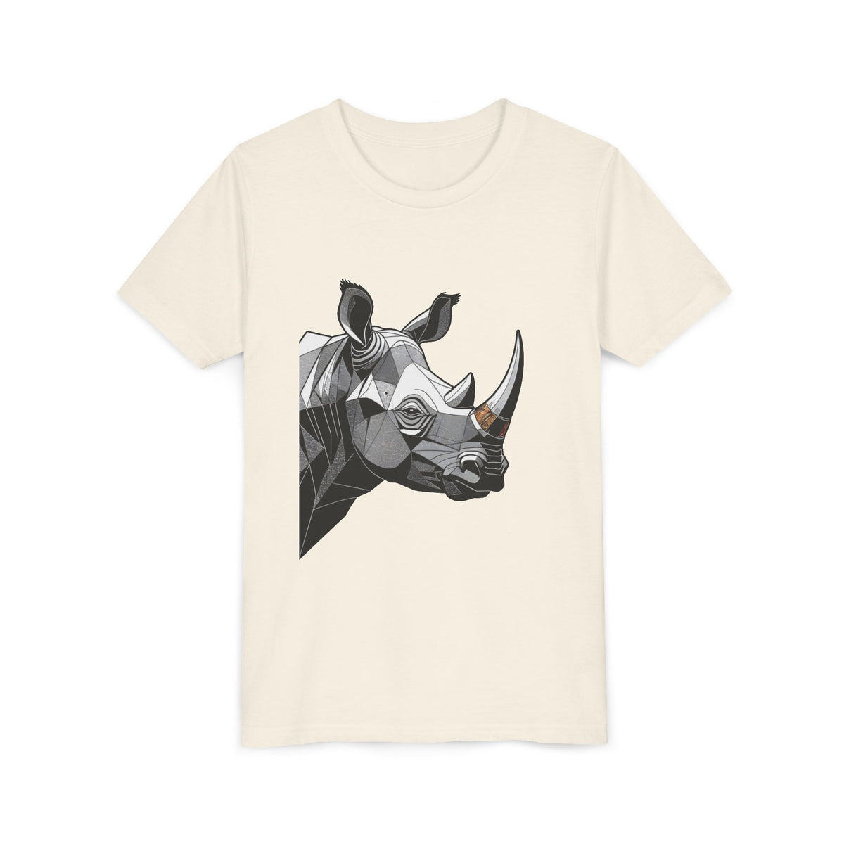 Youth Rhino Graphic Tee – Geometric Wildlife Kid’s T‑Shirt