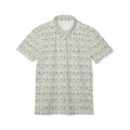 Ukraine Floral Geometric Polo Shirt — Yellow & Blue All-Over Print
