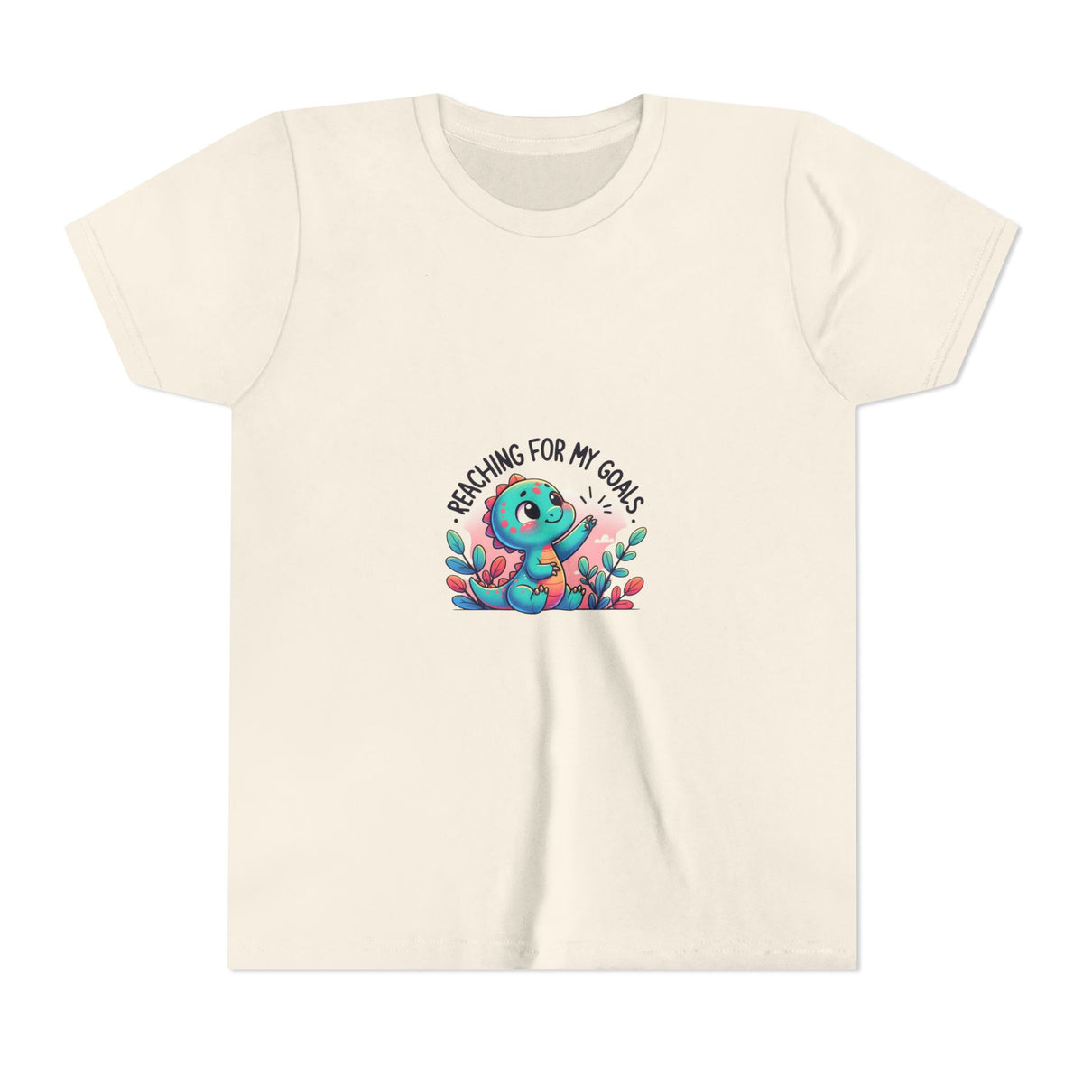 Youth Tee — "Reaching for My Goals" Cute Dino Motivational Kids T-Shirt