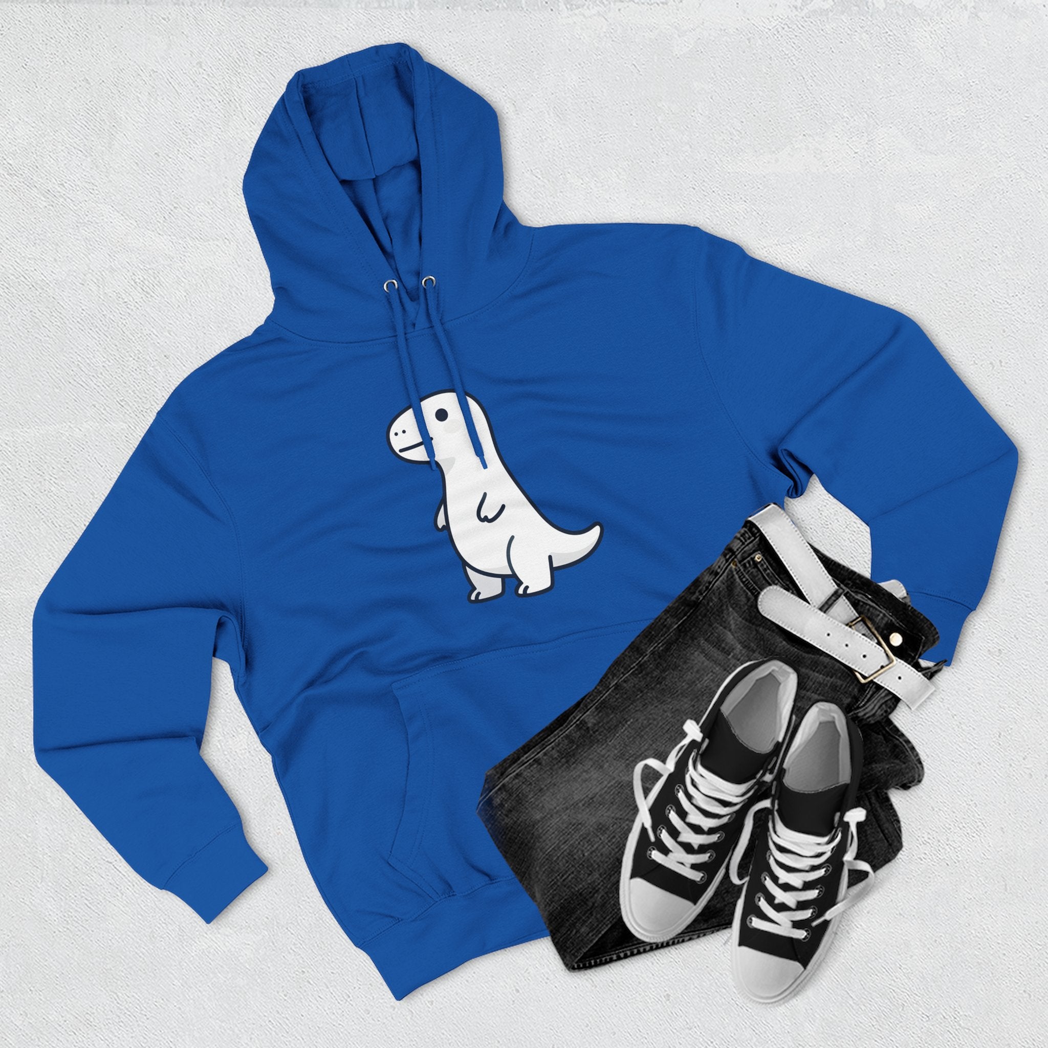 Cute Minimalist Dino Hoodie — Cute Standing Dinosaur Graphic Fleece Hoodie