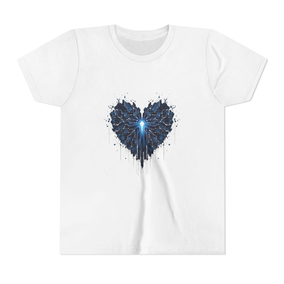 Youth Tee — Blue Tech Heart Graphic Kids T‑Shirt