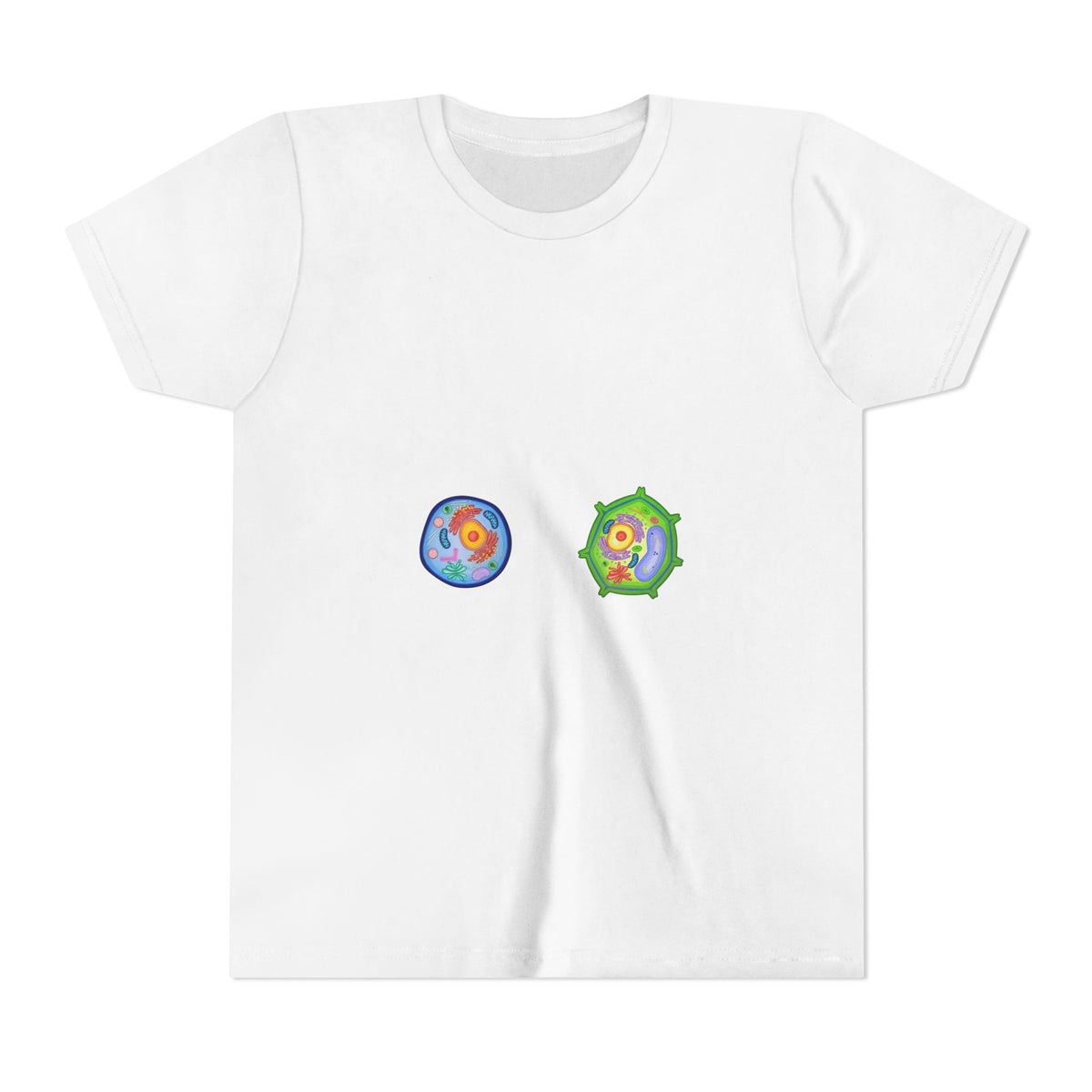 Kids Science Cell Diagram Tee — Cute Colorful Plant & Animal Cells Youth Shirt