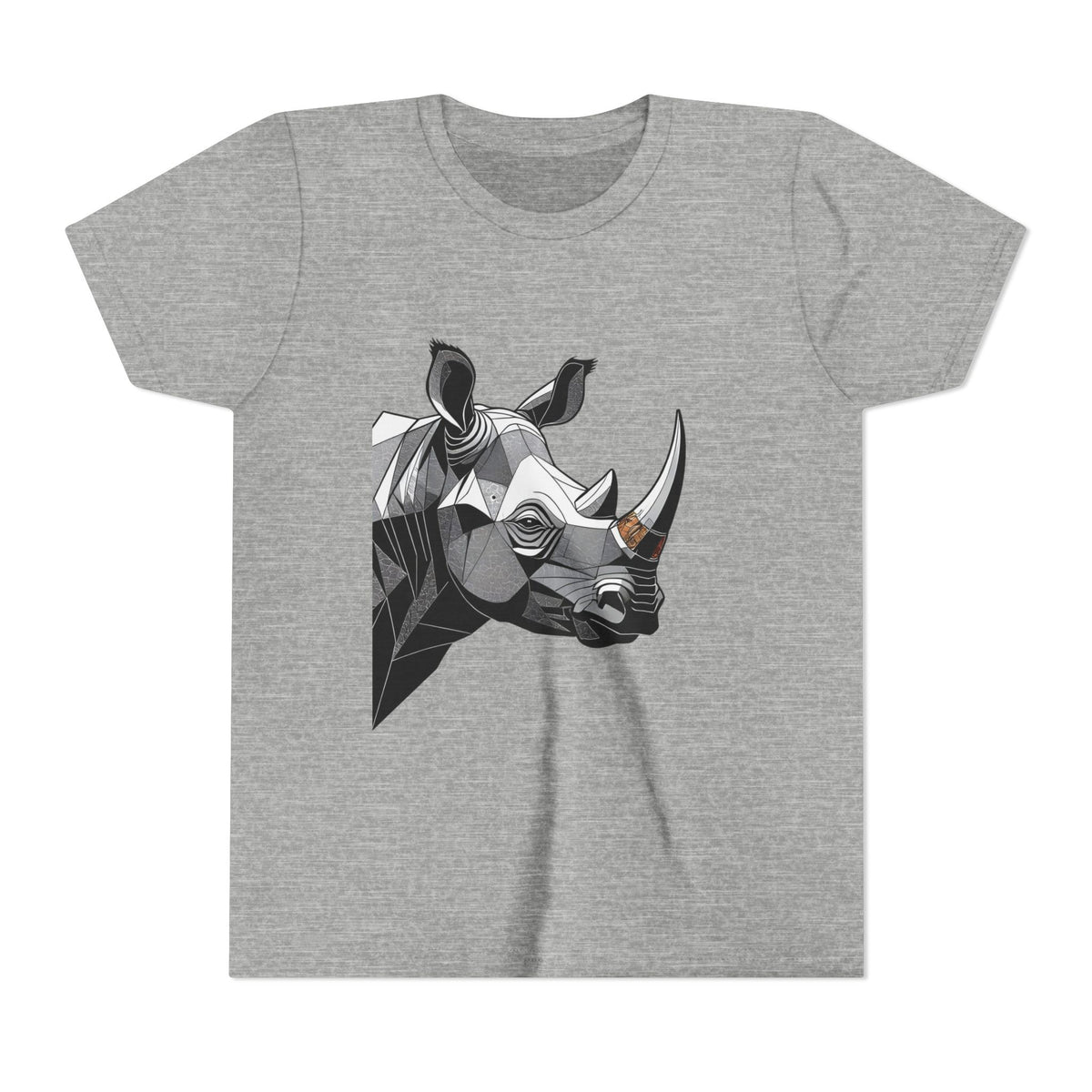 Youth Rhino Graphic Tee – Geometric Wildlife Kid’s T‑Shirt