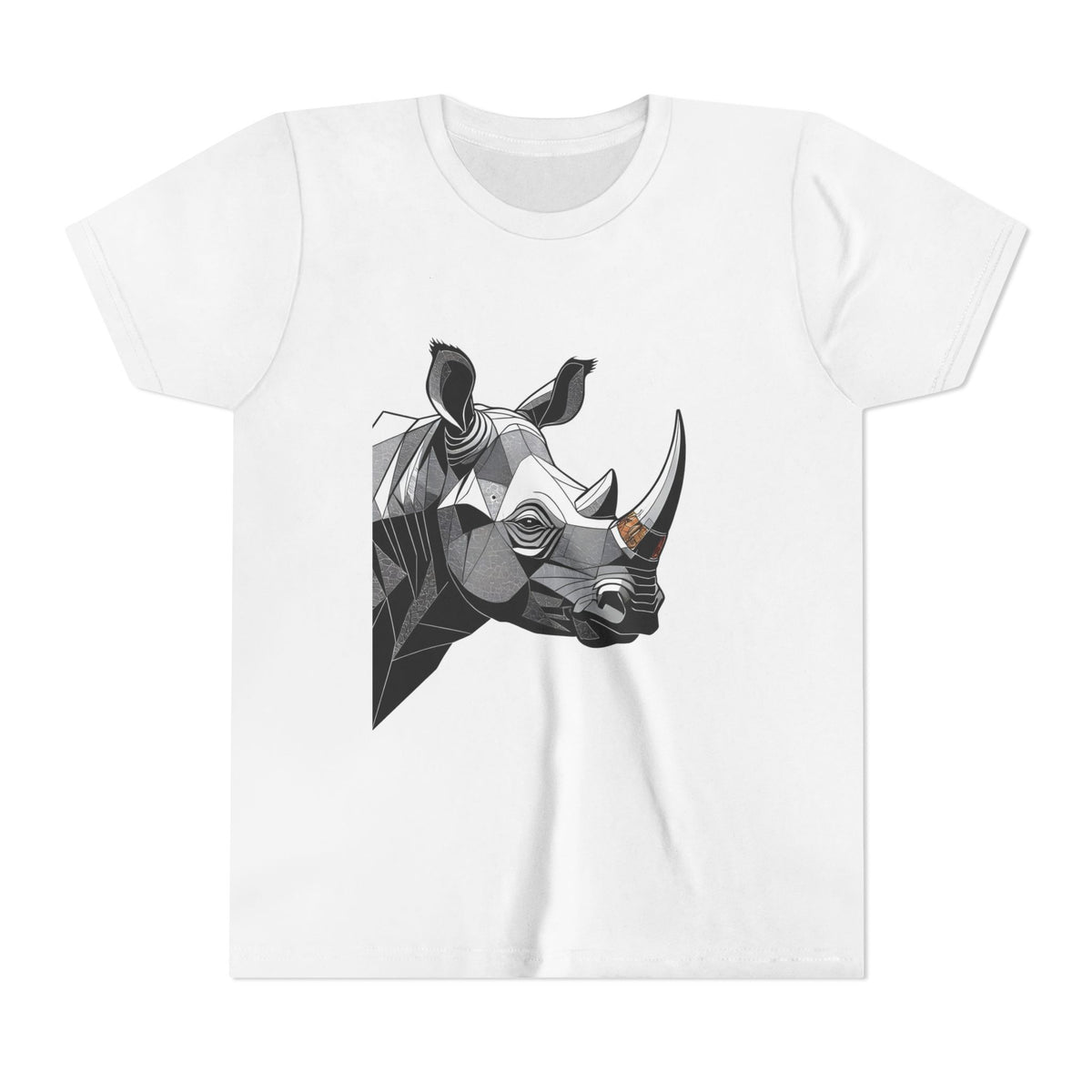 Youth Rhino Graphic Tee – Geometric Wildlife Kid’s T‑Shirt