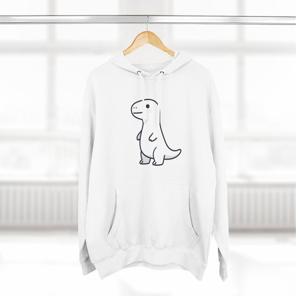 Cute Minimalist Dino Hoodie — Cute Standing Dinosaur Graphic Fleece Hoodie