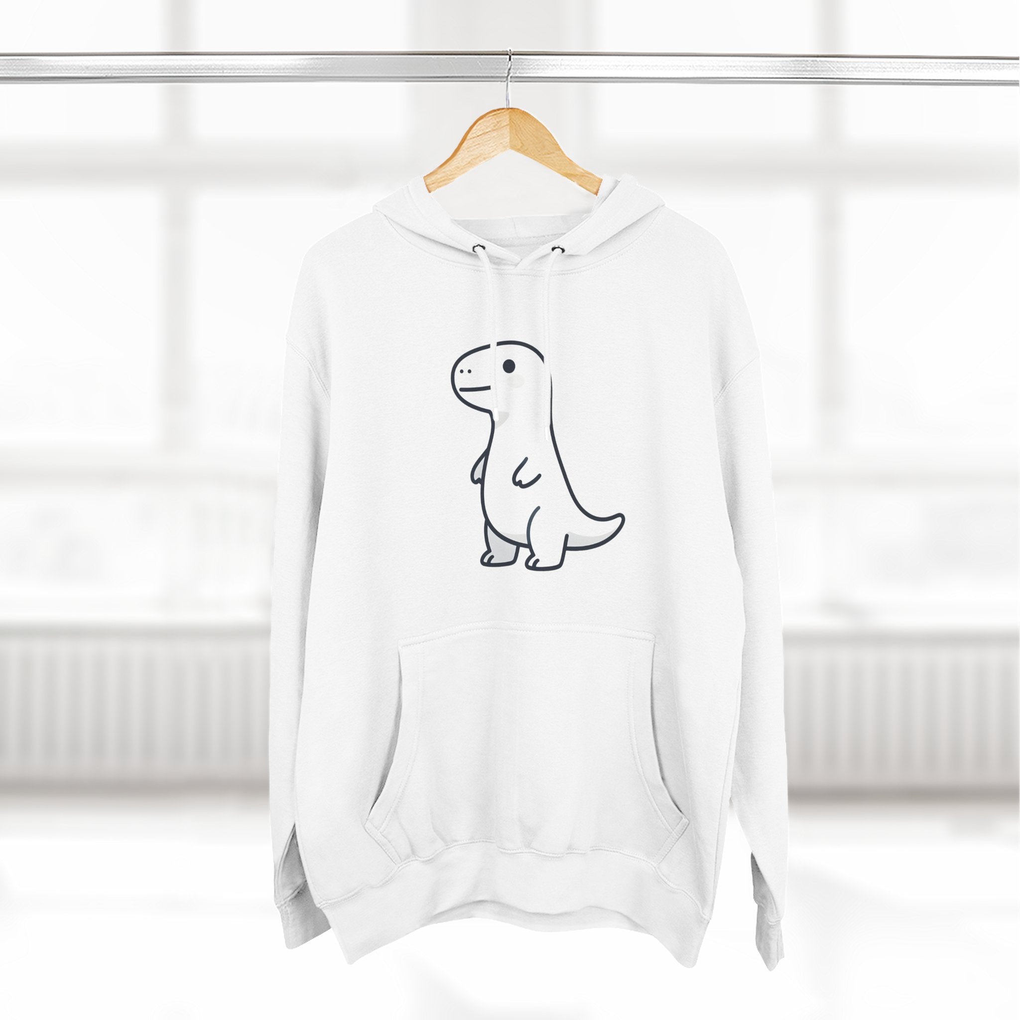 Cute Minimalist Dino Hoodie — Cute Standing Dinosaur Graphic Fleece Hoodie