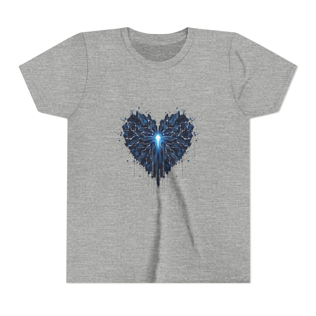 Youth Tee — Blue Tech Heart Graphic Kids T‑Shirt