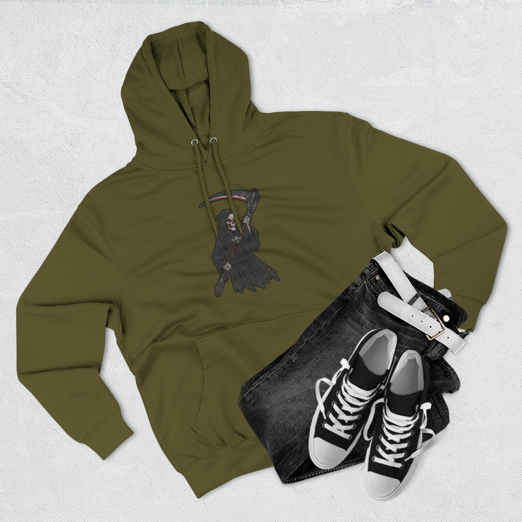 Fleece Hoodie - Grim Reaper Design