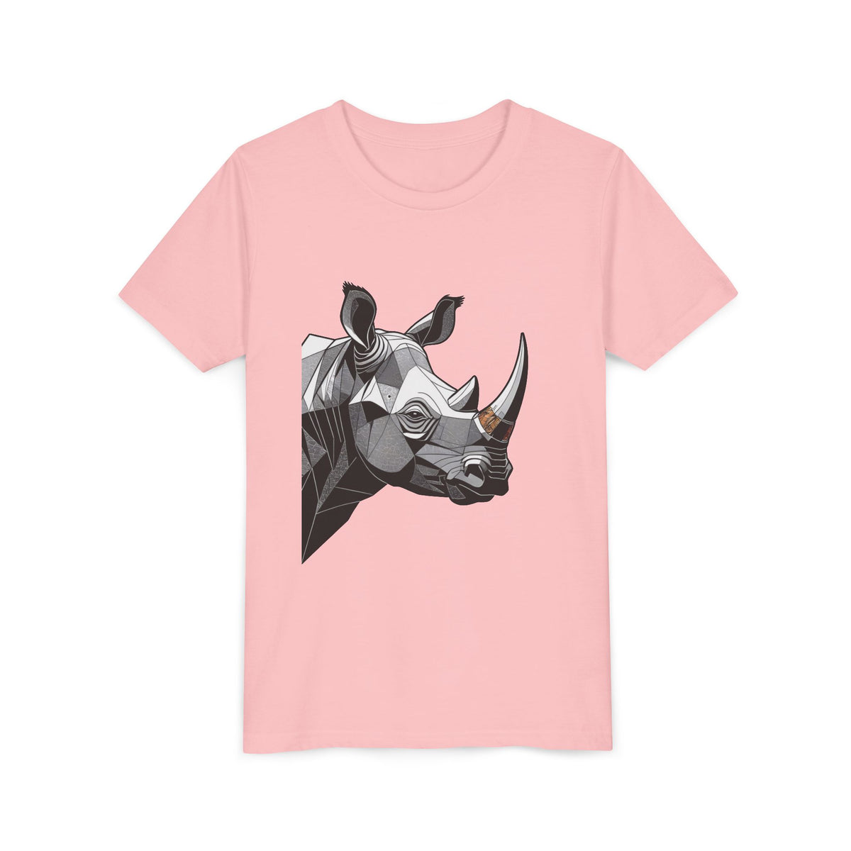 Youth Rhino Graphic Tee – Geometric Wildlife Kid’s T‑Shirt