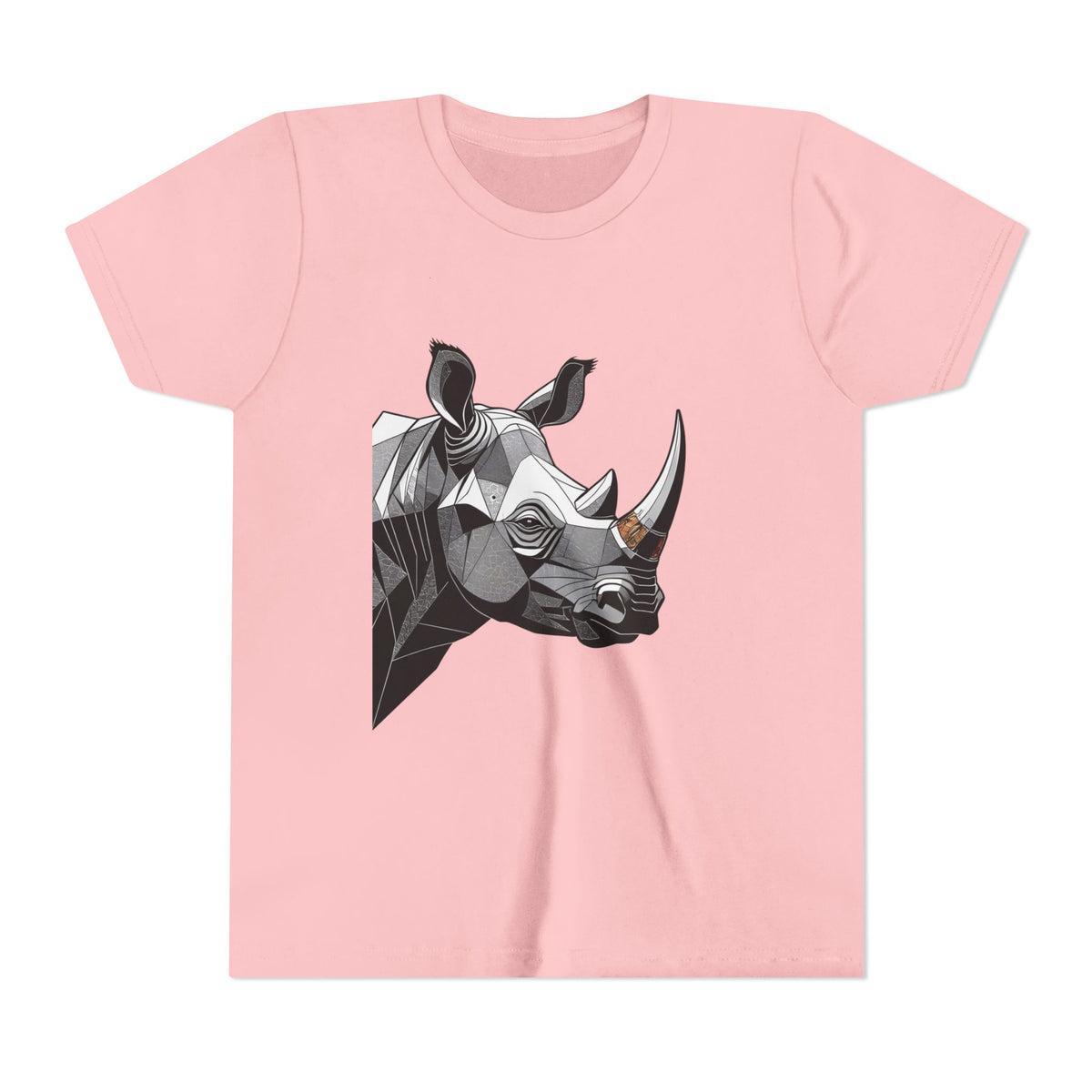 Youth Rhino Graphic Tee – Geometric Wildlife Kid’s T‑Shirt