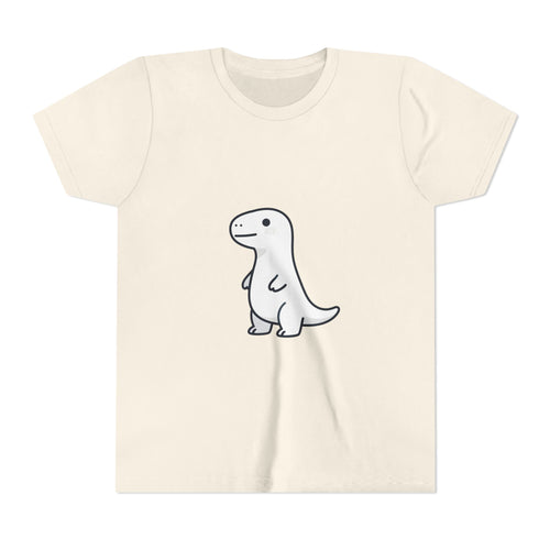 Cute Dinosaur Kids Tee - Minimal Cartoon Dino Youth Short Sleeve Shirt