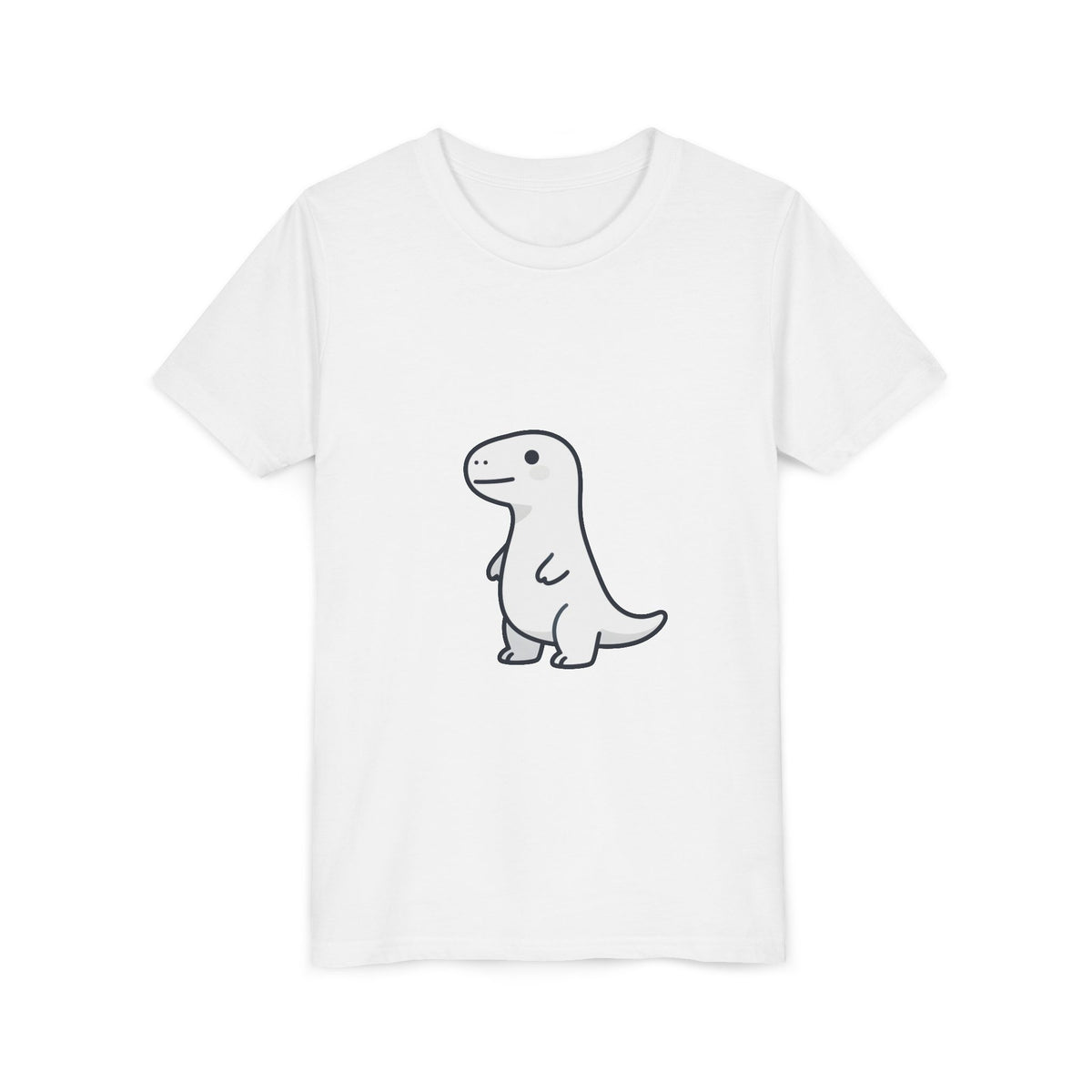Cute Dinosaur Kids Tee - Minimal Cartoon Dino Youth Short Sleeve Shirt