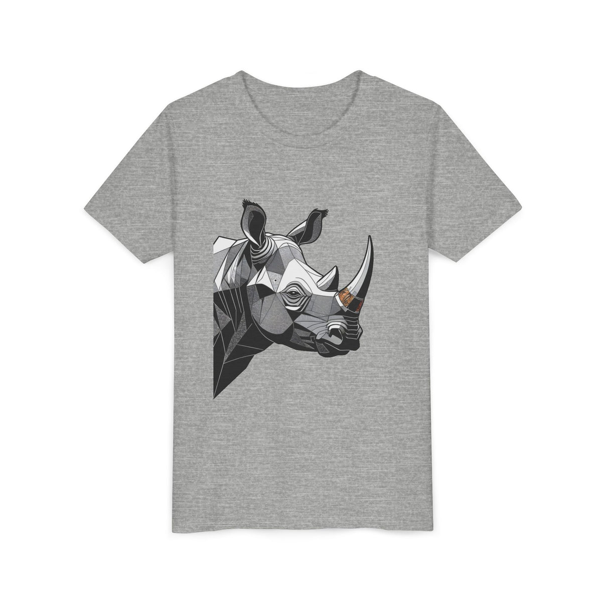 Youth Rhino Graphic Tee – Geometric Wildlife Kid’s T‑Shirt