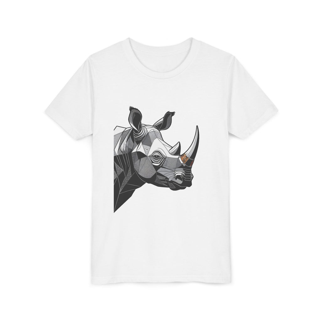 Youth Rhino Graphic Tee – Geometric Wildlife Kid’s T‑Shirt