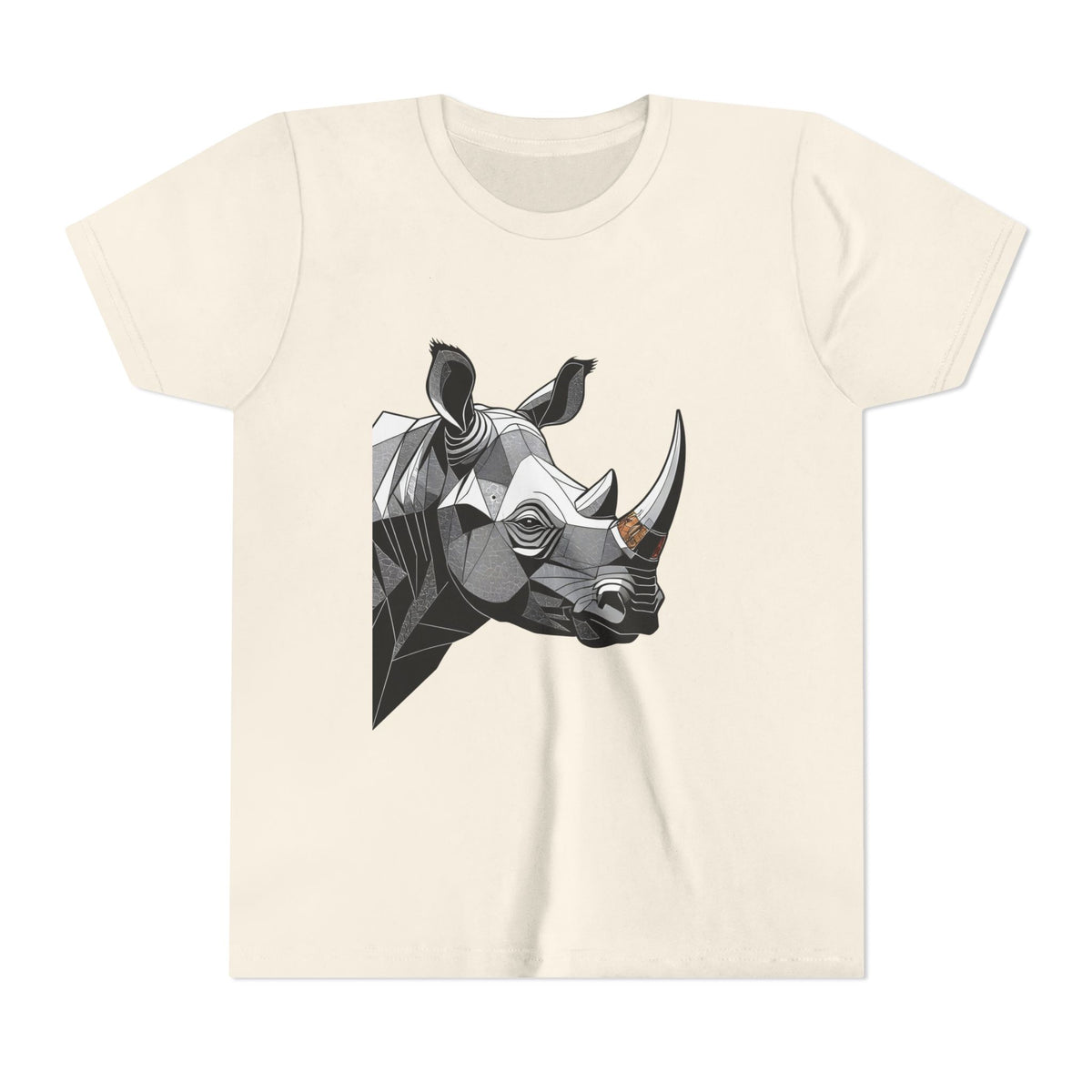 Youth Rhino Graphic Tee – Geometric Wildlife Kid’s T‑Shirt
