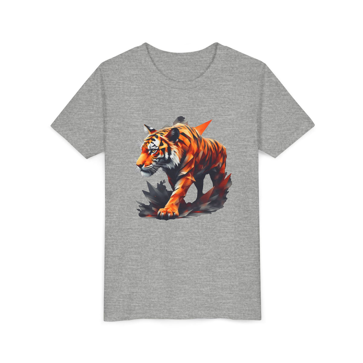 Youth Tiger Graphic Tee — Bold Orange Tiger T‑Shirt for Kids